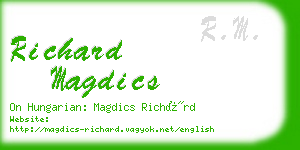 richard magdics business card